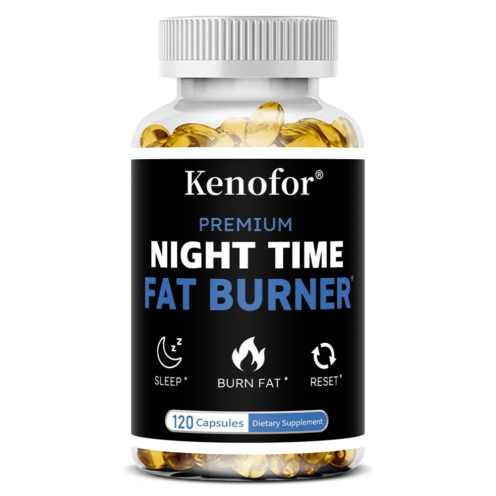 Nighttime Fat Burner Supplement - for Weight Loss, Boost Metabolism, Suppress Appetite Diet,Healthy Weight Management Peaceful Pleasures Health and Wellness 120 count-1 bottle