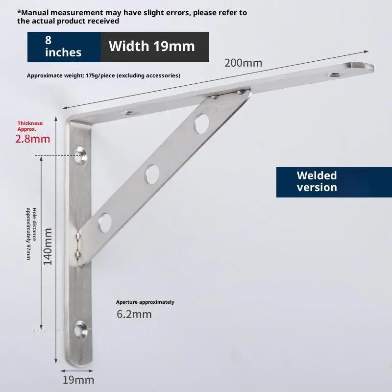 2-Pack Heavy-Duty Stainless Steel L-Shape Wall Angle Brackets
