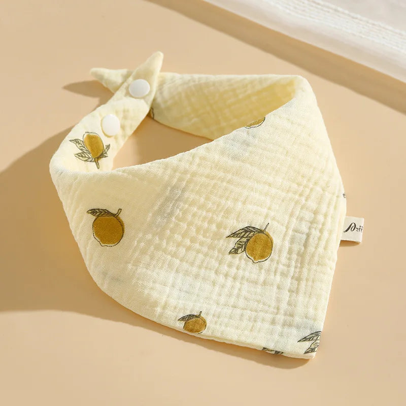 Baby Cotton Bib Burp Cloth | Soft Ruffle Cartoon Embroidery Snap