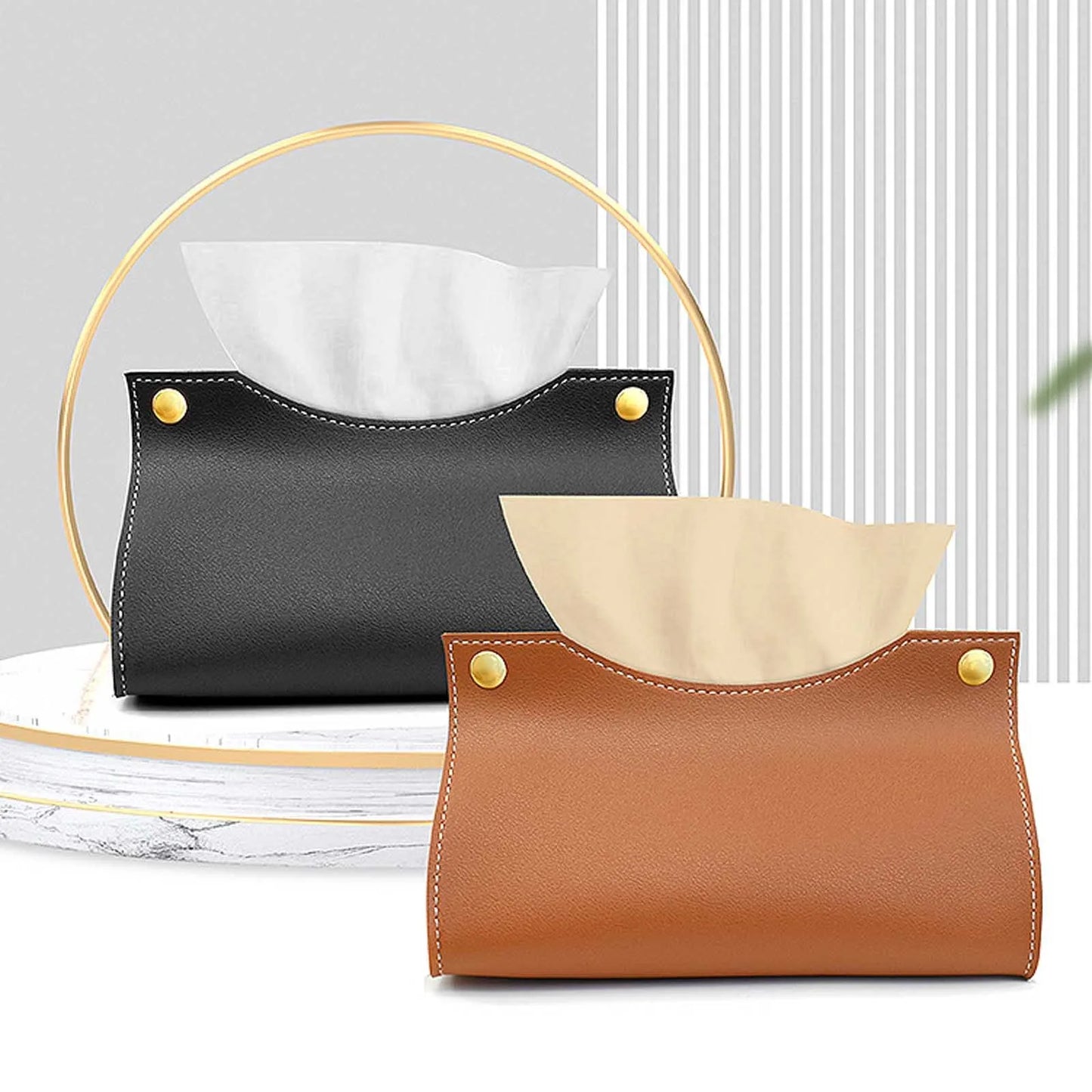 Tissue Box Holder Home Living Room Coffee Table Desktop Simple Napkin Box Kitchen Storage Paper Box PU Leather Organizers Peaceful Pleasures Health and Wellness