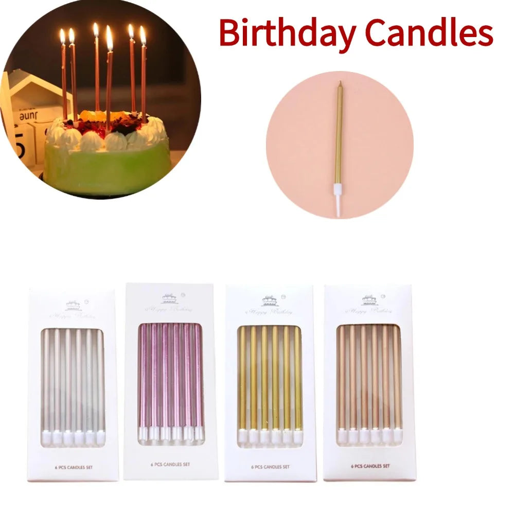 Gold & Silver Birthday Candles – Cake & Cupcake Toppers 6-Pack