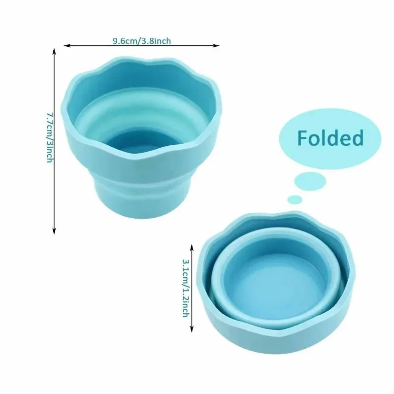 Collapsible Silicone Paint Brush Washer Bucket – Set of 2 Brush Cleaning Bucket Peaceful Pleasures Health and Wellness