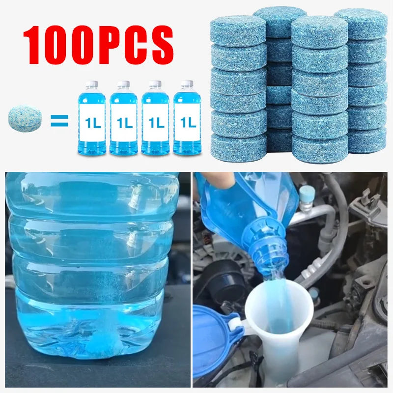 100pc Windshield Washer Fluid Effervescent Tablets Concentrated