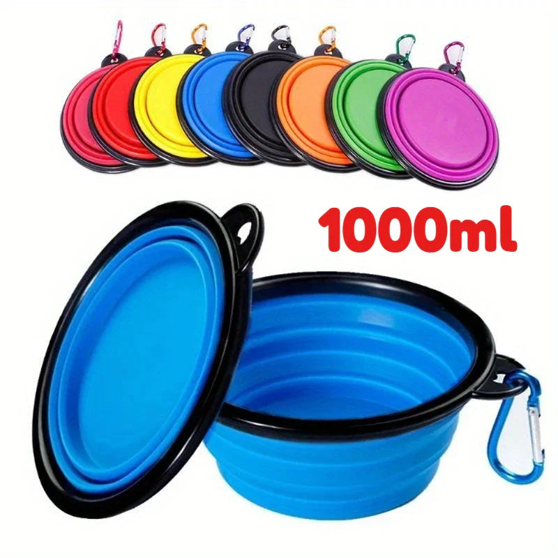 Foldable Silicone Pet Travel Bowl 1000ml with Carabiner