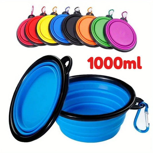 Foldable Silicone Pet Travel Bowl 1000ml with Carabiner Pet Travel Bowl Oasis Select