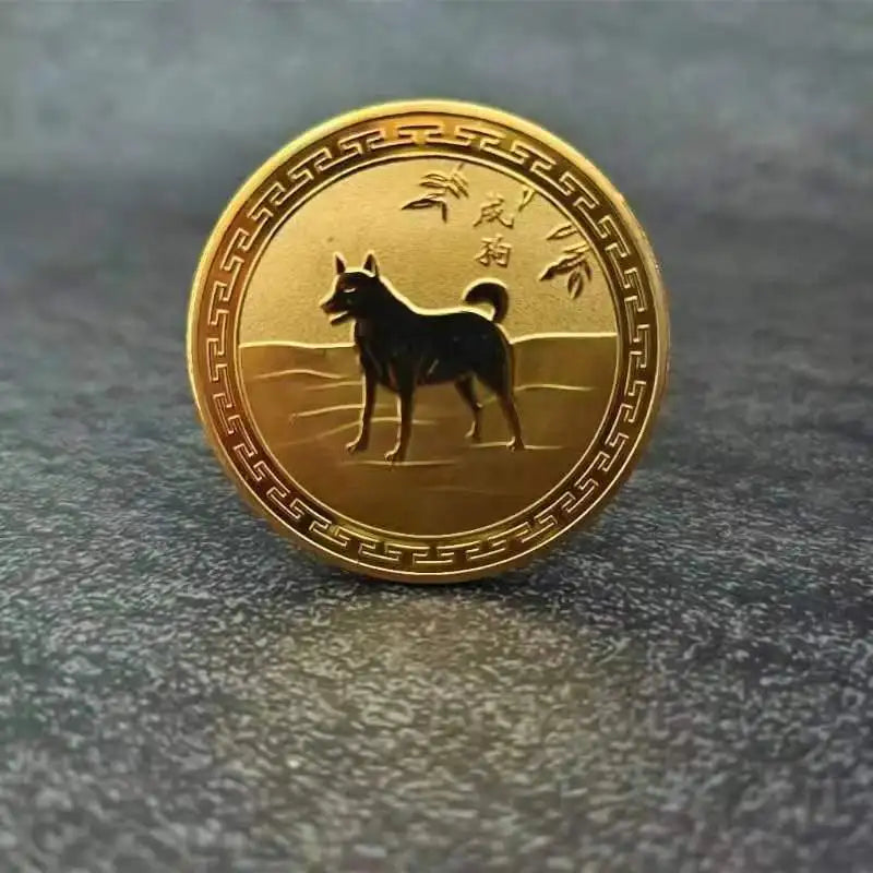 Twelve Zodiac Commemorative Medals Golden Coins Dragon Tiger Rabbit Pig Dog Chicken Monkey Sheep Snake Horse Gifts Peaceful Pleasures Health and Wellness Dog package1