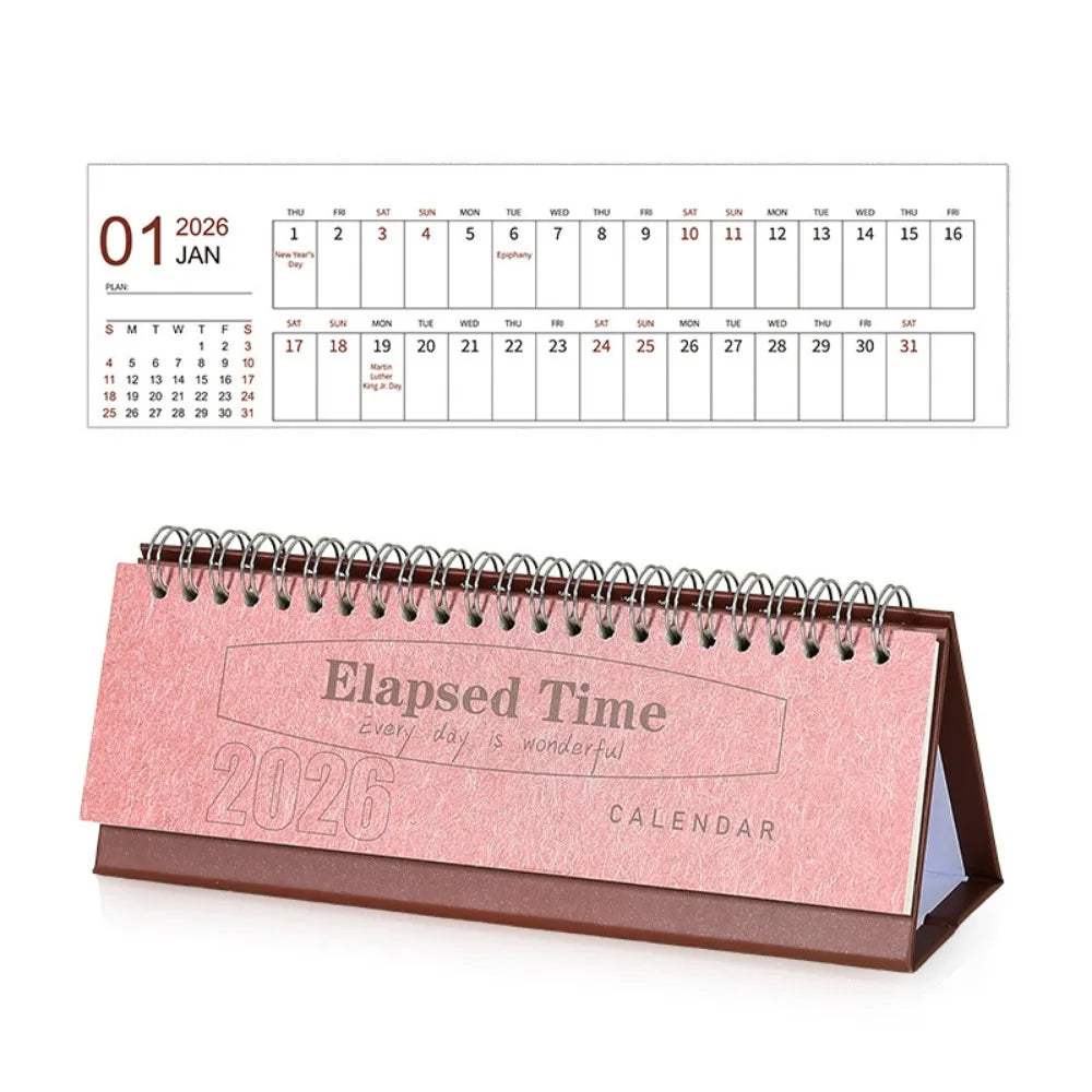 2026 Calendar Desk Calendar Portable Size Simple Style Desktop Display Desktop Decoration Monthly Planner Classroom Use Peaceful Pleasures Health and Wellness Red