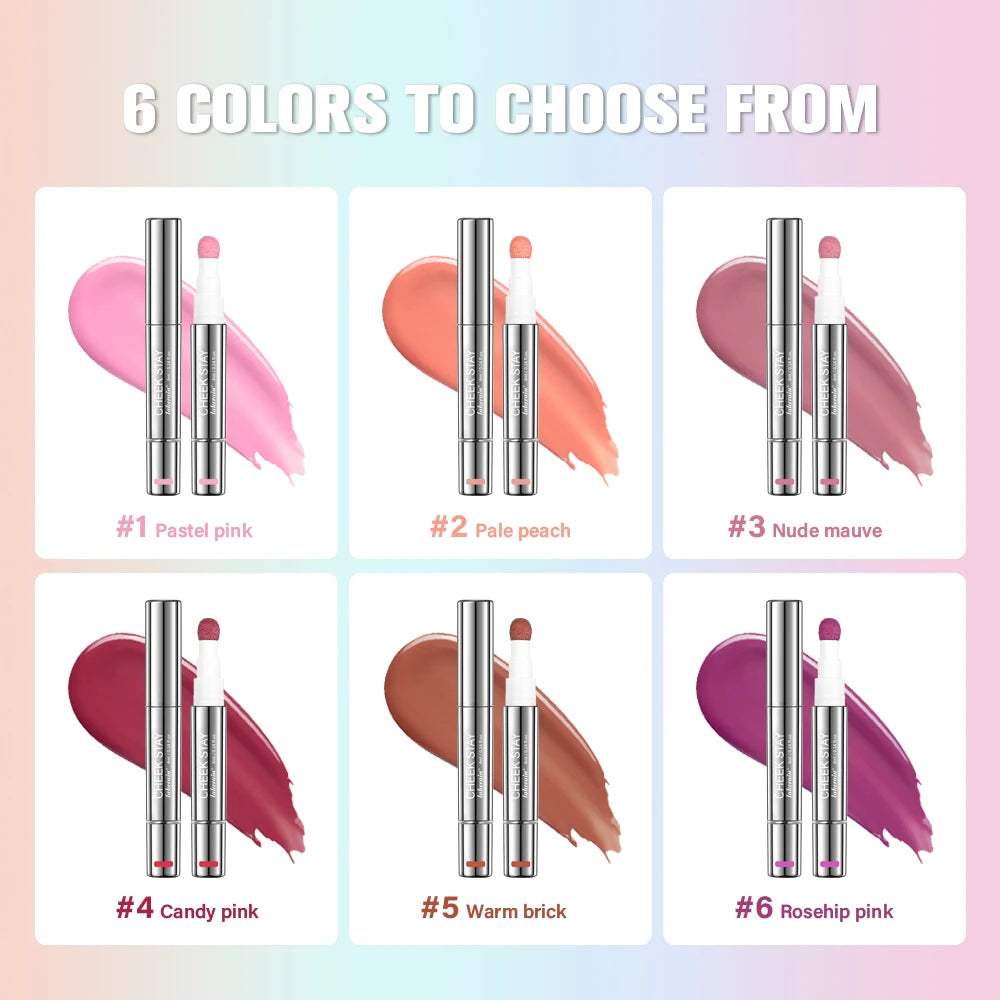 6 Colors Liquid Sponge Cheek Blusher Face Highlighter Long Lasting Natural Skin Tint Face Blush Sponge Wand For Cheek Makeup Peaceful Pleasures Health and Wellness