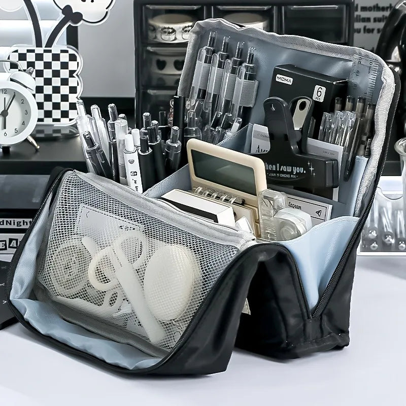 Large Washable Pencil Case Organizer | Multi Compartment Bag