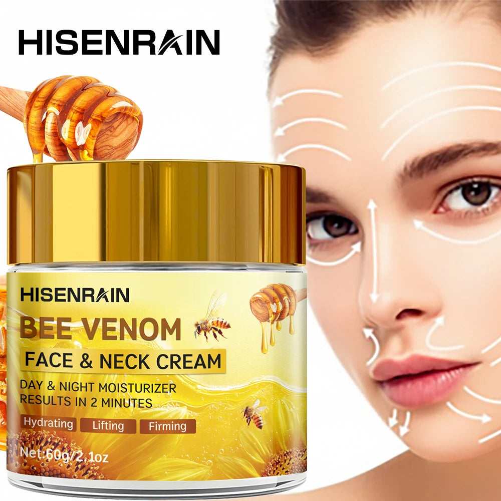 HISENRAIN Snail & Bee Venom Cream - Anti-Aging Face & Neck Cream with Collagen & Niacinamide, Whitening, -Firming.glass bottle- Peaceful Pleasures Health and Wellness
