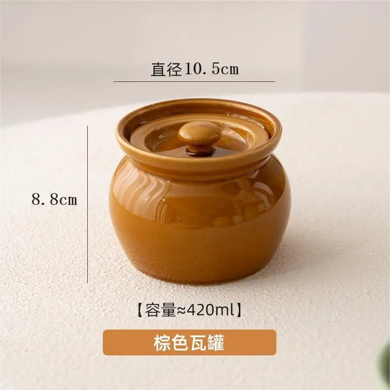 Hot Sale Ceramic Food Storage Jar Cooking Stew Pot with Lid 400 ML Mini Thickened Household Non-Stick steaming pot Stewed soup Peaceful Pleasures Health and Wellness