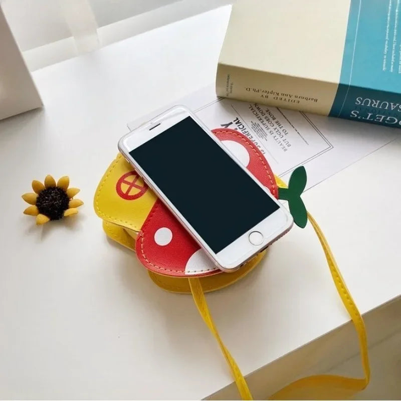 Kids Mushroom Crossbody Bag – Cute Girls Sling Purse Korean Style