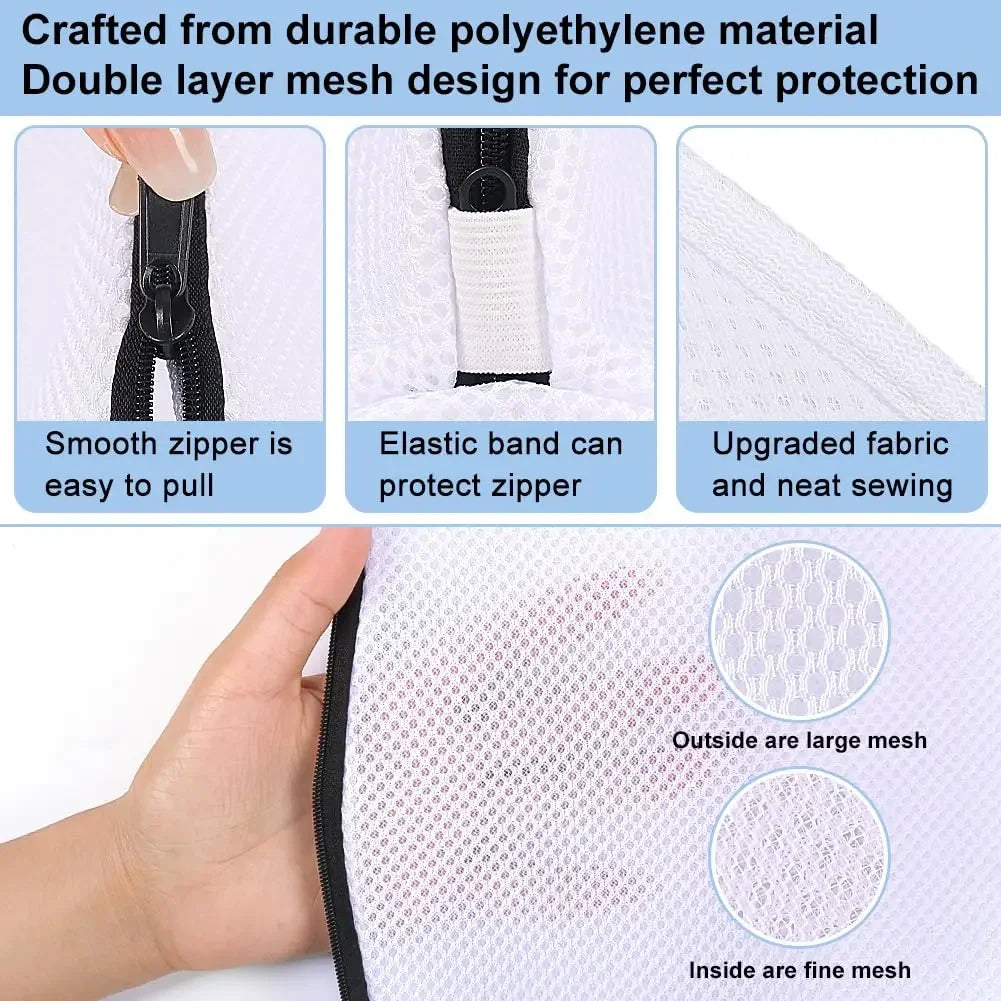 Mesh Shoe Laundry Bags with Zip Closure – Set of 3