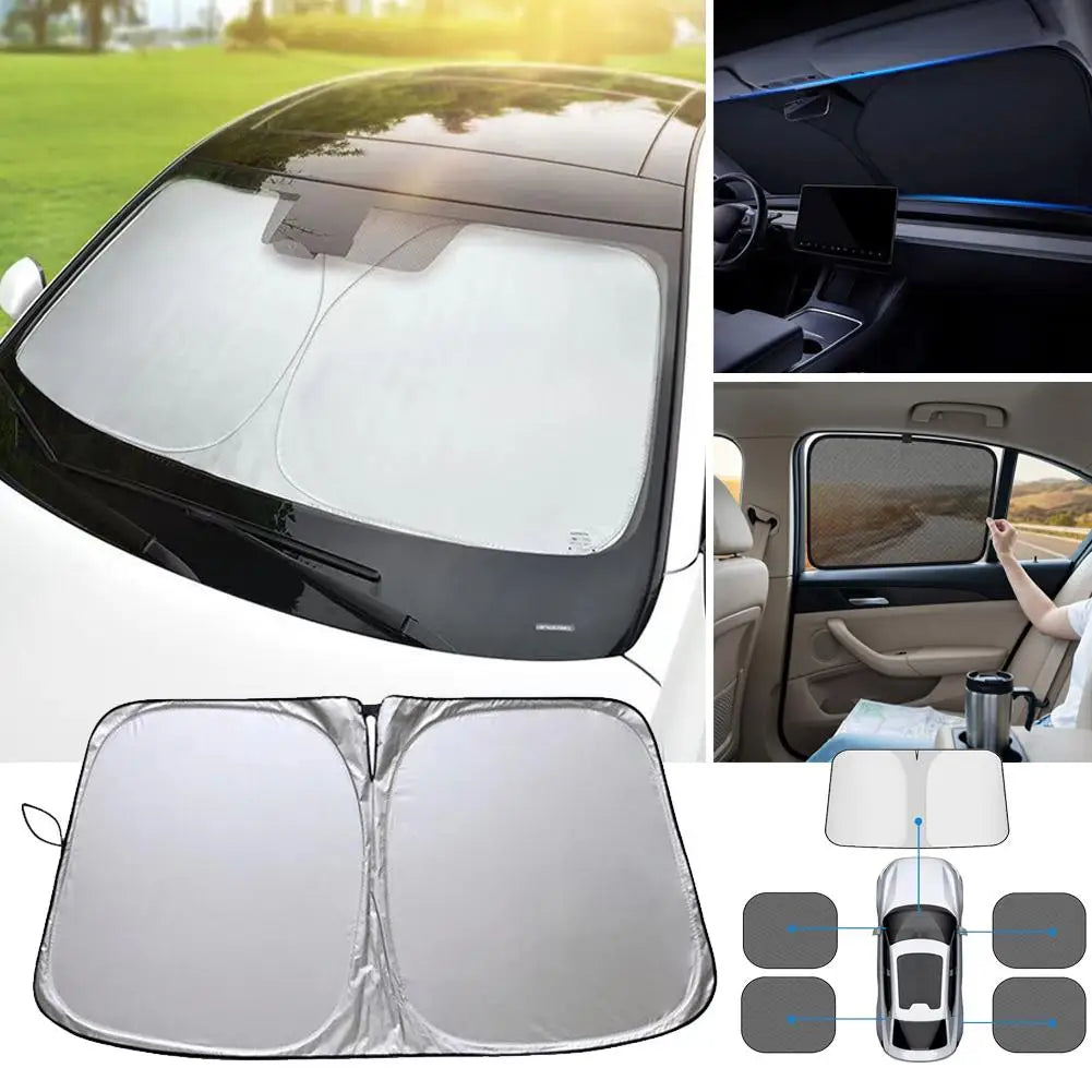 Car Front Windshield Sun Visor Reflect Sunlight Block UV Rays Foldable Sun Protection Heat Insulation Car Full Package Sun Visor Peaceful Pleasures Health and Wellness