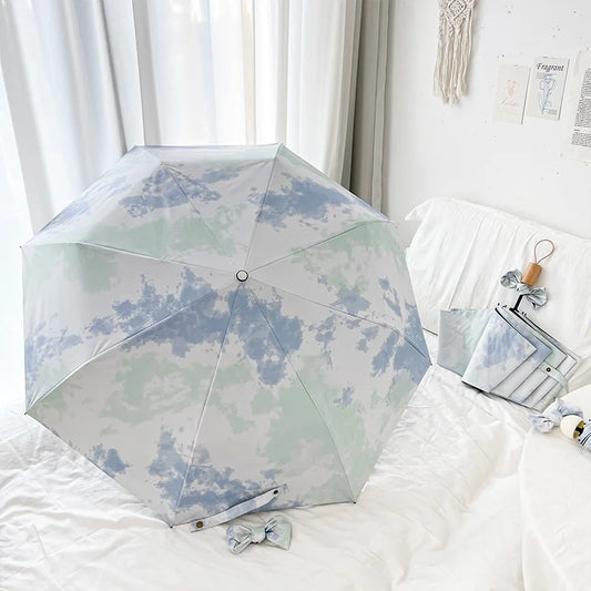 Small Three Fold Sun Umbrella Vinyl Sun Protection Manual Folding Umbrella Sun Rain Dual Purpose Women's Ultraviolet Protection Peaceful Pleasures Health and Wellness