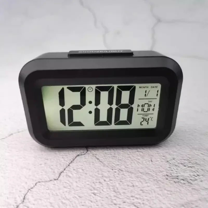 Modern LED Digital Alarm Clock with Calendar Temperature Display, Smart Desk Clock for Home Office Bedroom Decor, Snooze Night Peaceful Pleasures Health and Wellness