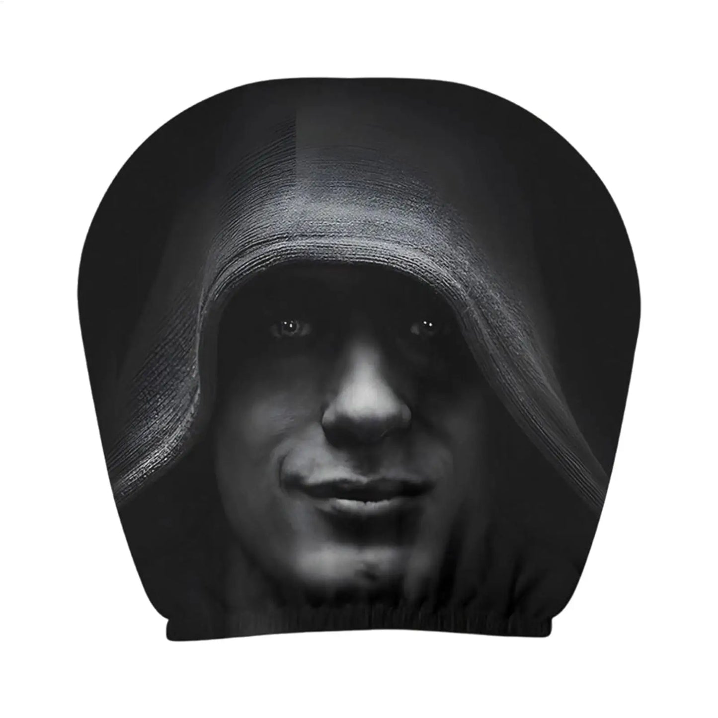 Dark Mystery Portrait Car Headrest Cover | Universal Elastic Fit