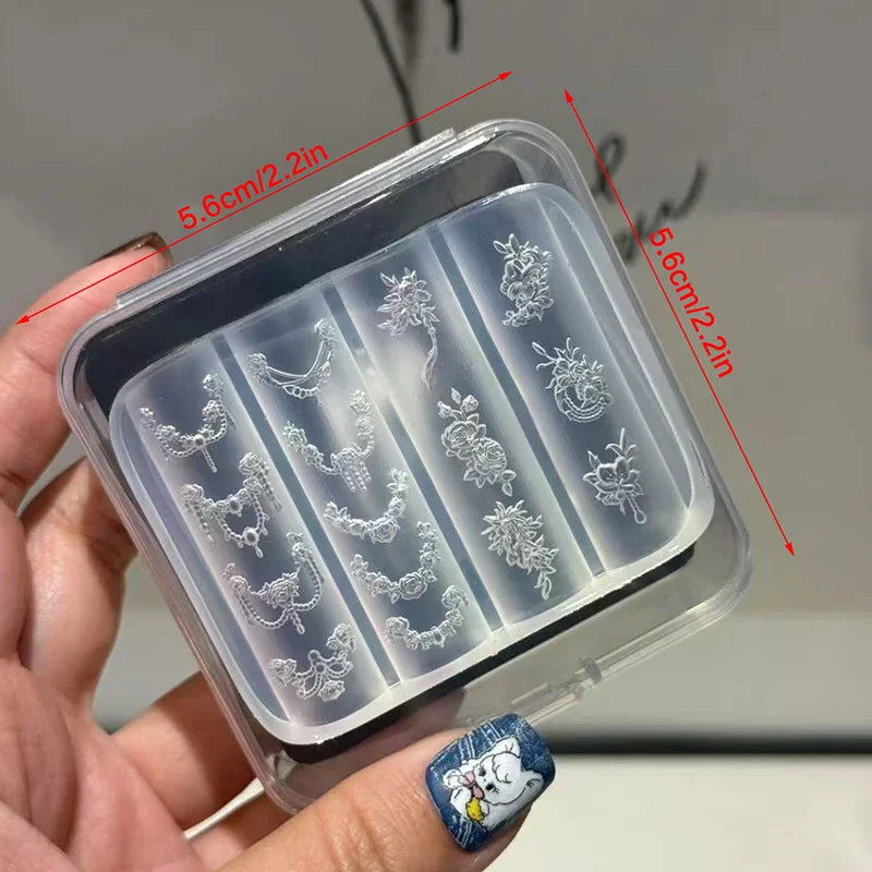 Clear Silicone Nail Flower Chains Carving Bow Mold Nail Decorations Nails DIY Design Stereoscopic Stamping Plate Manicure Tools Peaceful Pleasures Health and Wellness