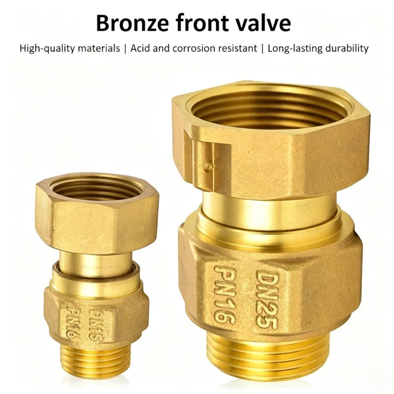 Brass Check Valve Union Fitting – One-Way Threaded Water Valve
