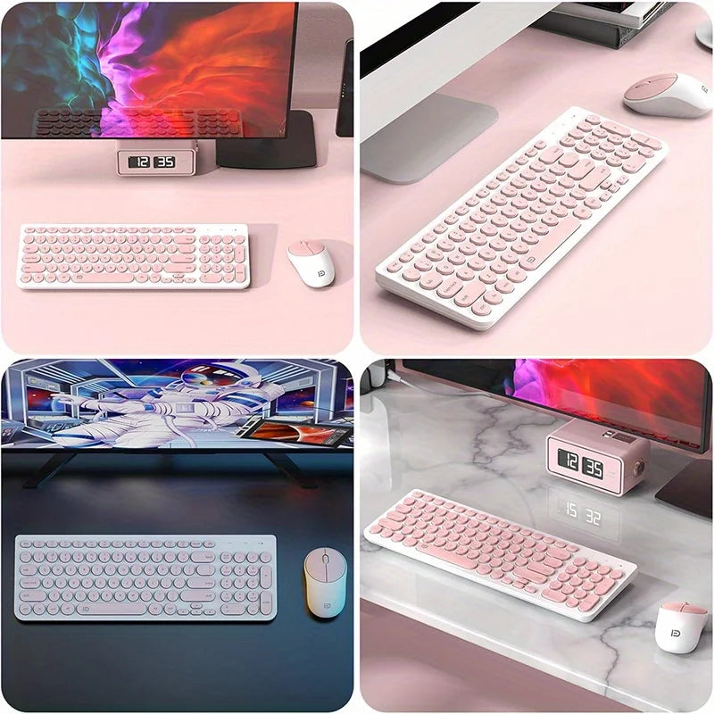 1 Set of 2.4G Wireless Keyboard and Mouse, Portable 95-key Multimedia key Office Mouse Kits, Silent Round Keyheads keyboard Mice Peaceful Pleasures Health and Wellness