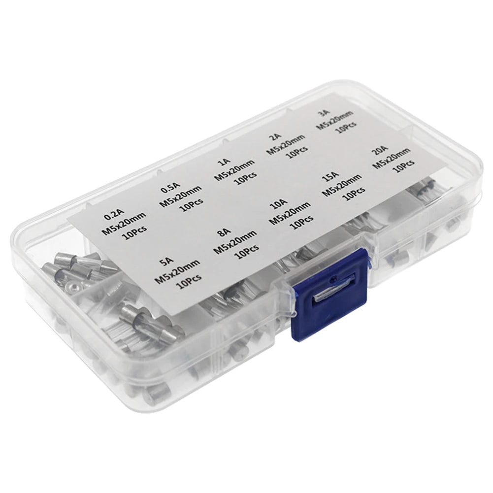 100-Piece Glass Tube Fuse Assortment Kit – 0.2A to 20A, 250V Peaceful Pleasures Health and Wellness