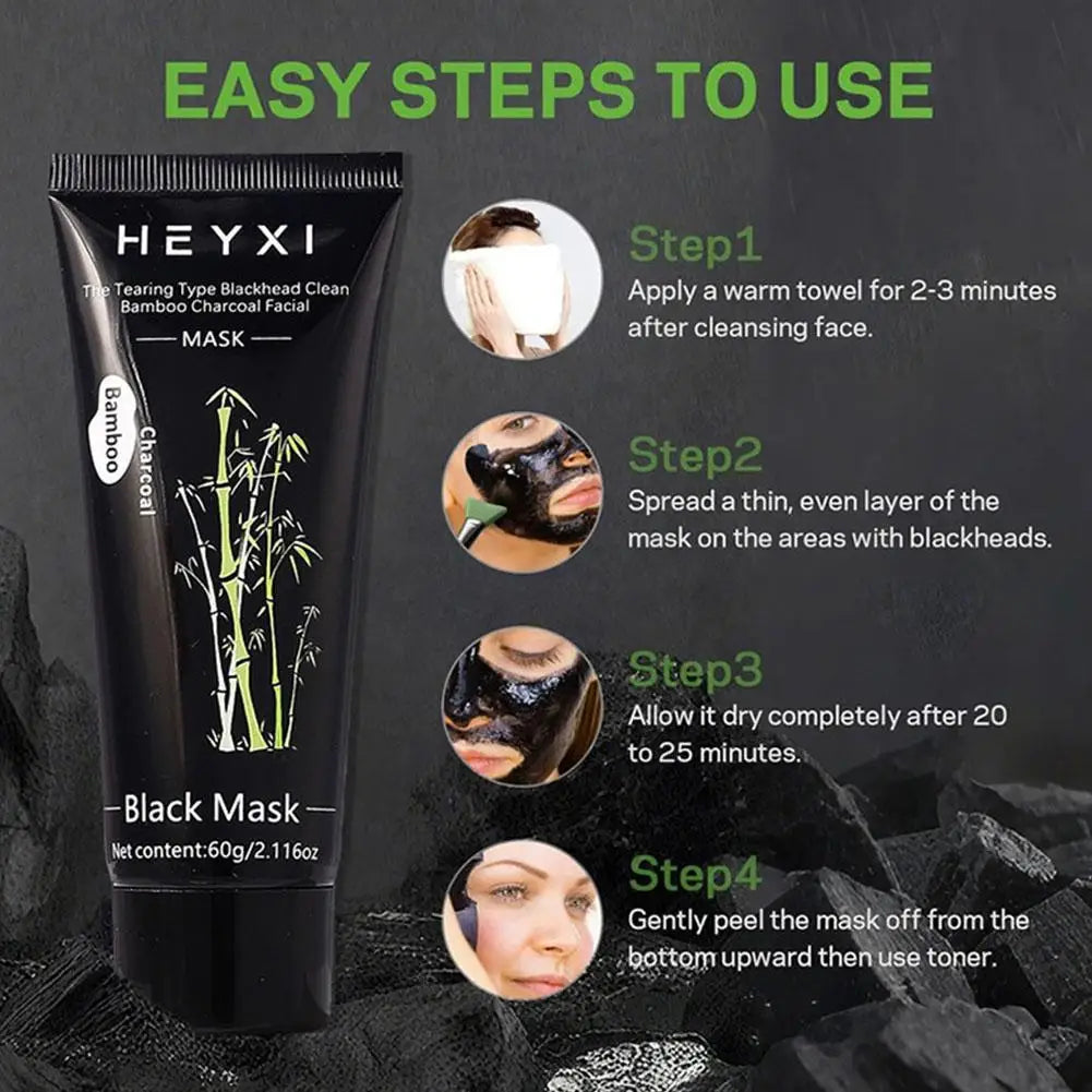 Peel-off blackhead cleansing bamboo charcoal mask, deeply cleanses, purifies, refines pores, for both men and women Peaceful Pleasures Health and Wellness