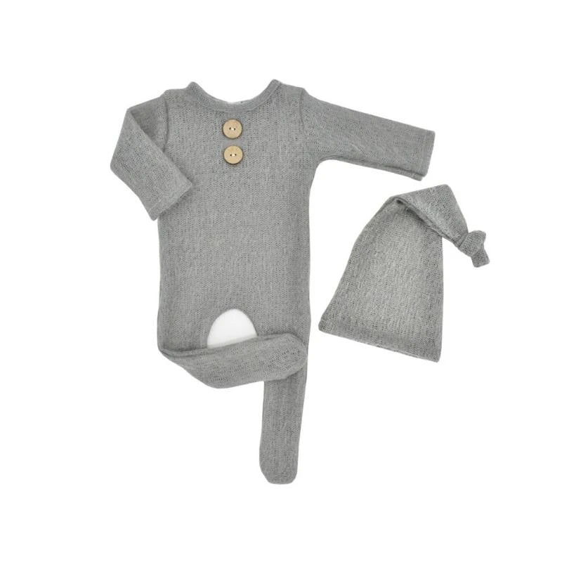 Newborn Photography Props – Knit Romper & Hat Set Boy Girl
