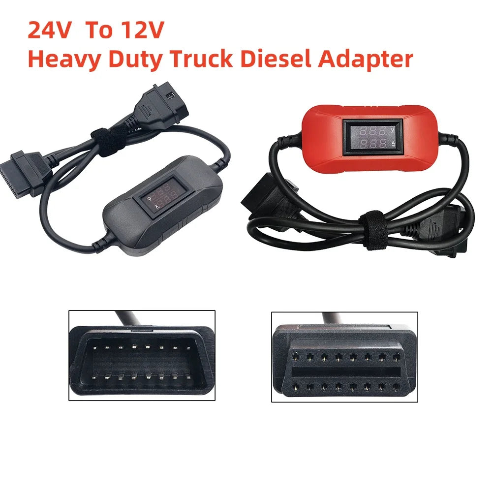 24V to 12V Heavy Duty Truck Diesel OBD2 Adapter Cable