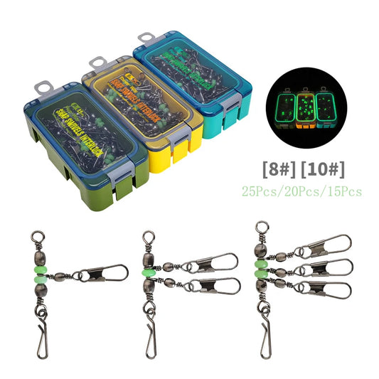 8 # 10 # Luyamu Shrimp Fishing Group Luminous Ball Bearing Rolling and Rotating Solid Ring Buckle Set Pin Set Fishing Connector Peaceful Pleasures Health and Wellness