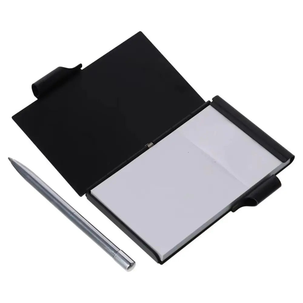 Portable Aluminum Notepad with Memo Pads with Pen Office Memo Pad Pocket Refillable Paper Clamshell Notebook Gift Supplies Peaceful Pleasures Health and Wellness