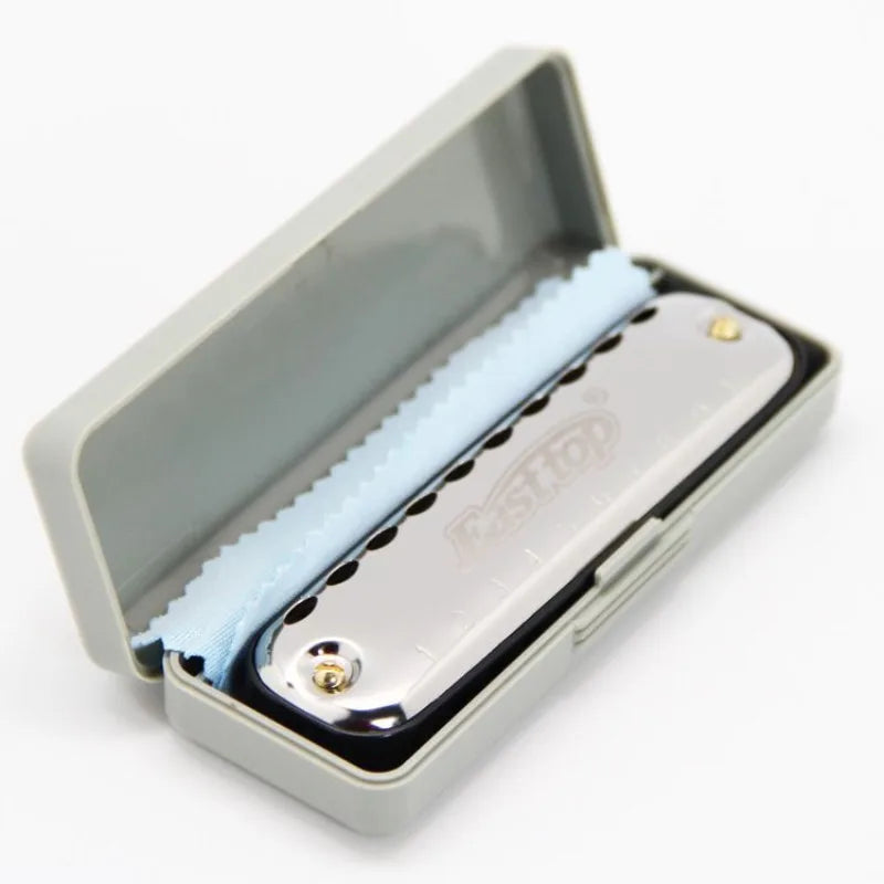 10-Hole Blues Harmonica Key C Adult Beginner Pocket Instrument Gray