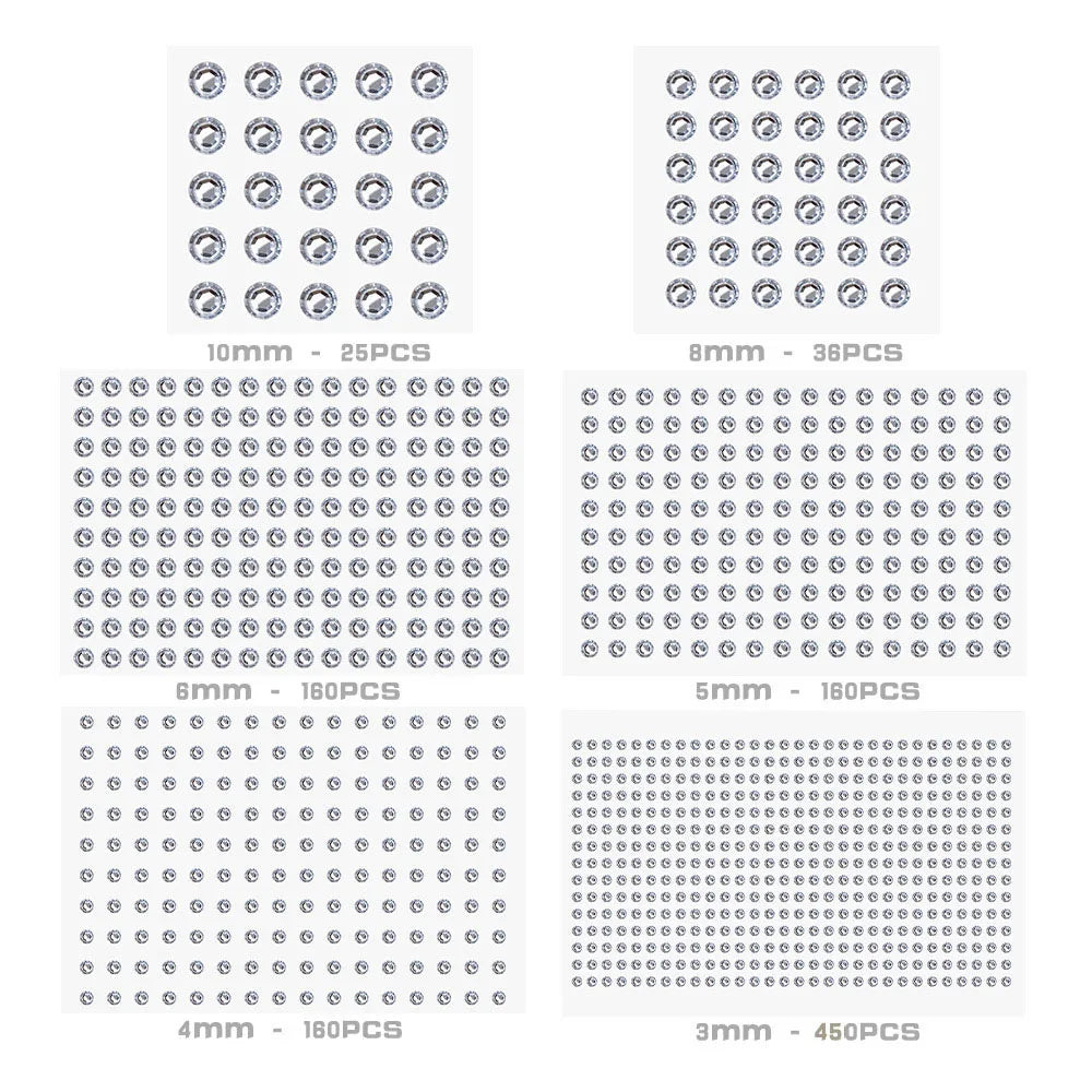 Mixed Self Adhesive White Imitation Pearl Rhinestones Stickers Face