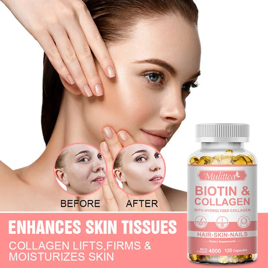 Mulittea Biotin & Collagen Capsules for Hair, Skin & Nails Dietary Supplement Peaceful Pleasures Health and Wellness