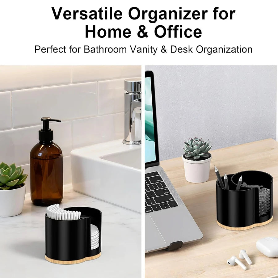 2-Slot Cotton Swab & Q-Tip Holder – Bathroom Organizer Dispenser Jar
