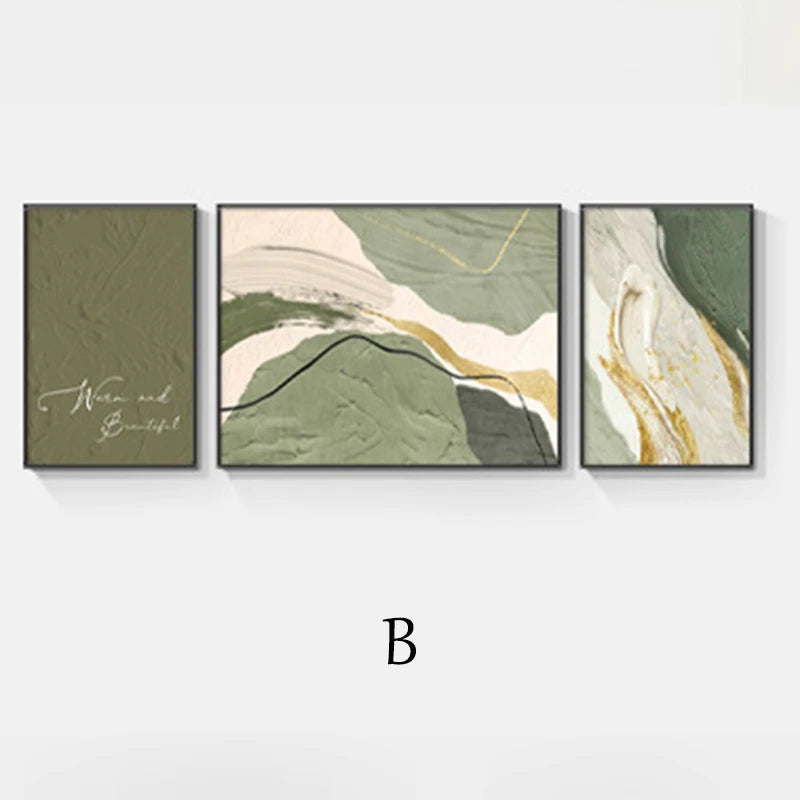 Abstract Canvas Wall Art, 100% Hand Drawn Abstract Lines, Living Room Triptych, Modern Room Decoration Large Wall Painting Peaceful Pleasures Health and Wellness B 70x50-70x100-70x50cm