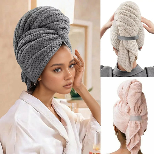 Large Microfiber Hair Towels Ultra Soft Hair Towel Wrap with Elastic Loop for Curly Hair Long & Short Hair Peaceful Pleasures Health and Wellness