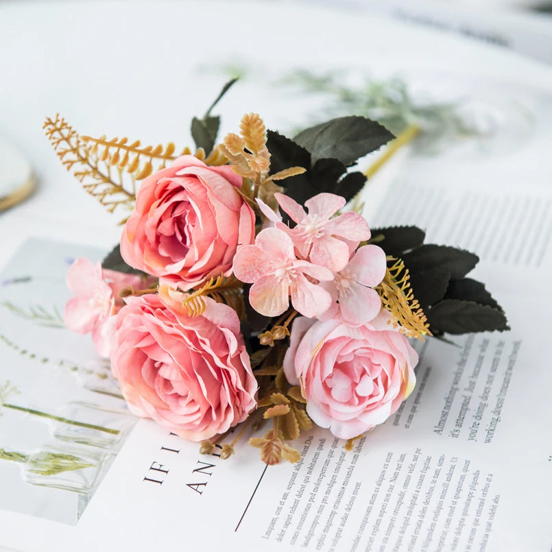 Silk Artificial Rose Peony Bouquet – Wedding & Home Décor