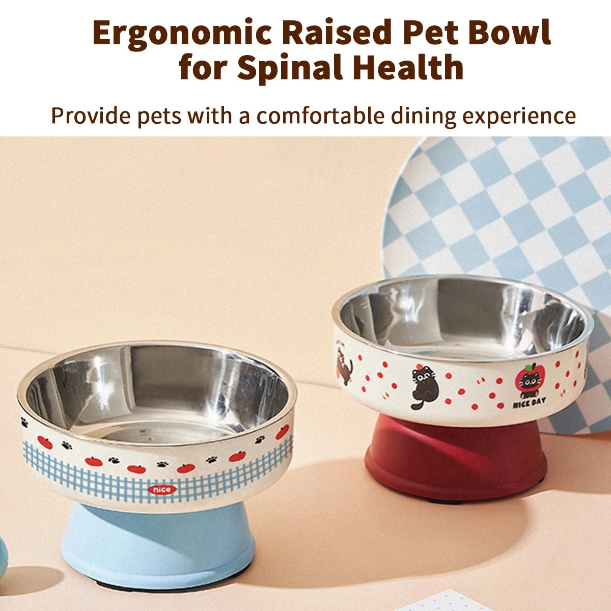 New Cat Bowls Pet Stainless Steel Bowls Cat High Foot Neck Protection Bowls Dog Large Capacity Feeding Device Dog Bowls Pet Bowl Peaceful Pleasures Health and Wellness