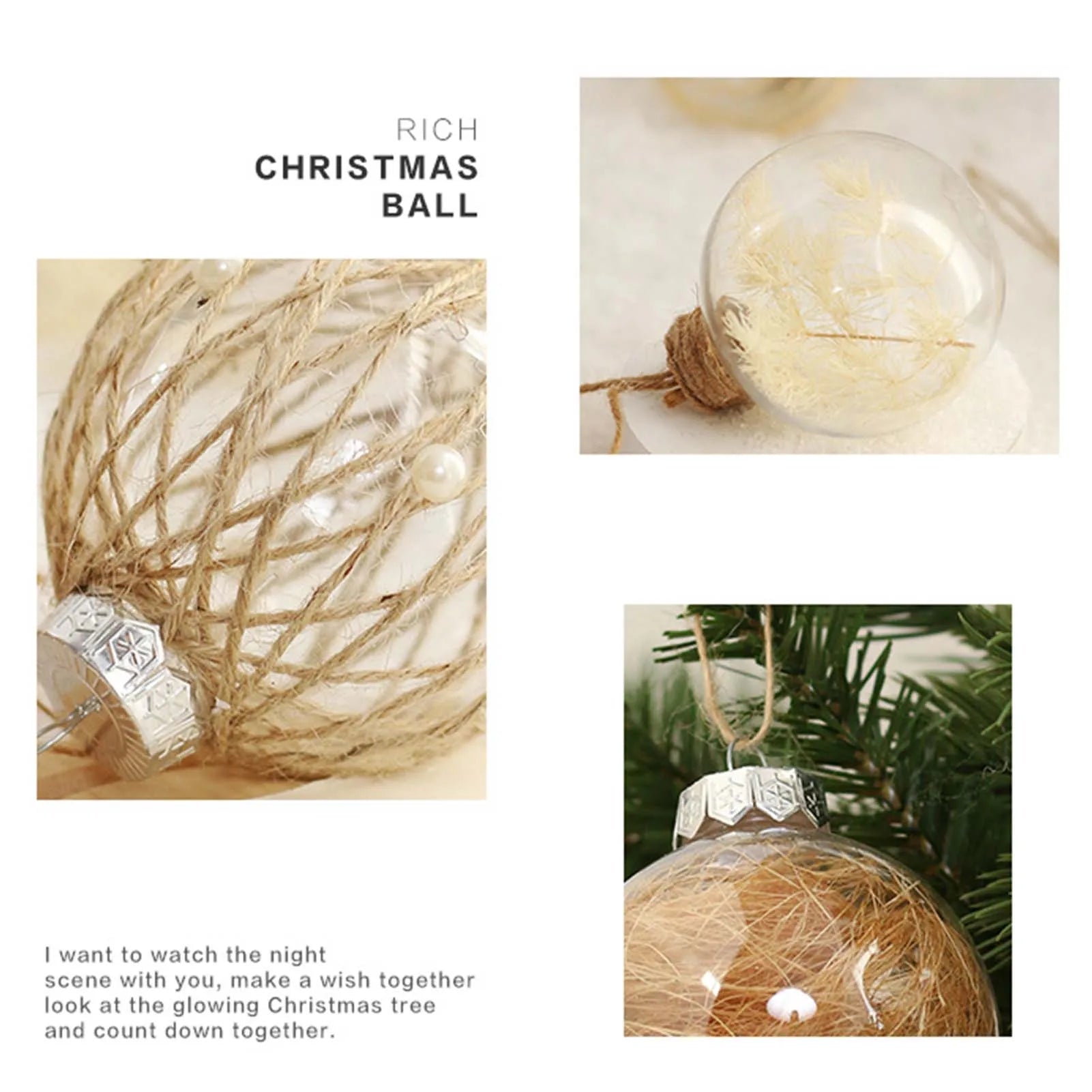 Shatterproof Clear Xmas Ball Set Farmhouse Xmas Tree Decoration Hanging Balls Suitable for Weddings Engagements Peaceful Pleasures Health and Wellness