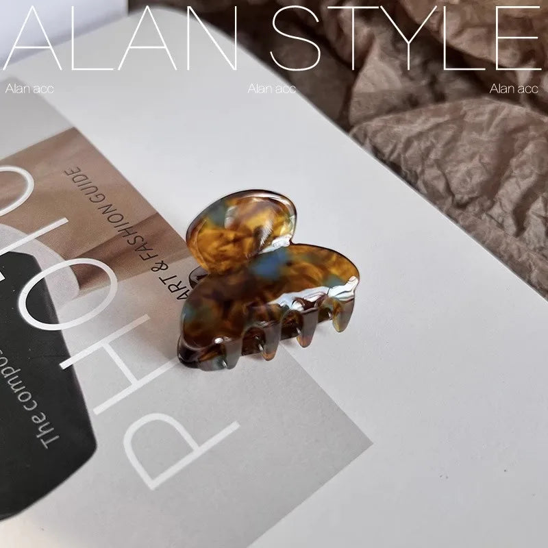 New Sweet Small Mini Hair Claws Acetate Hair Clips for Women Girl Barrettes Crab Clamp Ponytail Hairpin Fashion Accessories Peaceful Pleasures Health and Wellness Brown and blue