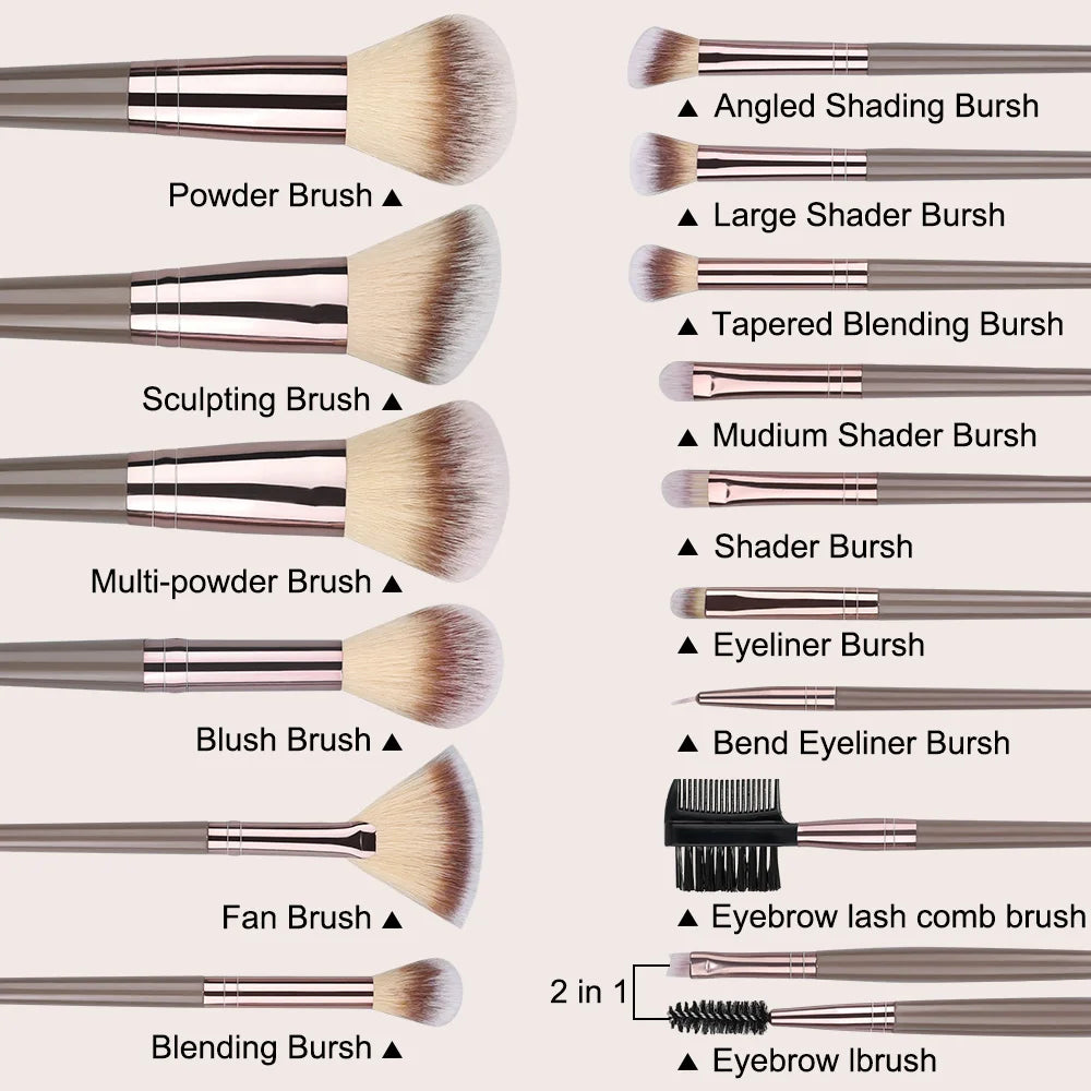 RUNTOIN 3-20Pc Makeup Brush Set | Blush, Foundation & Eyeshadow