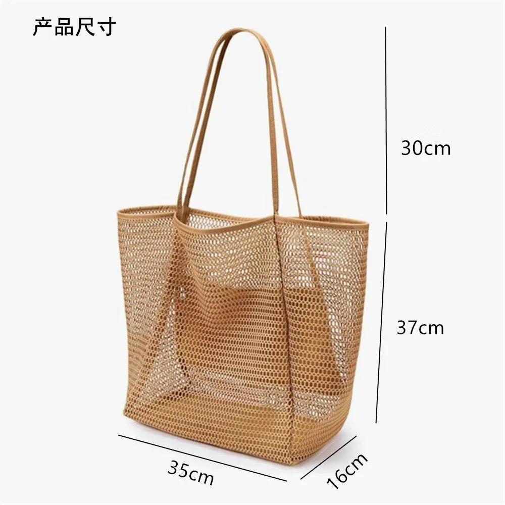Large Foldable Mesh Beach Bag – Women's Shoulder Tote