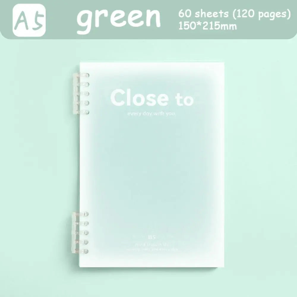Simple Stationery A5/B5 Binder Notebook Horizontal Line Gradient Color Kawaii Loose-Leaf Notebook 60 Sheets PVC Cover Peaceful Pleasures Health and Wellness green-A5