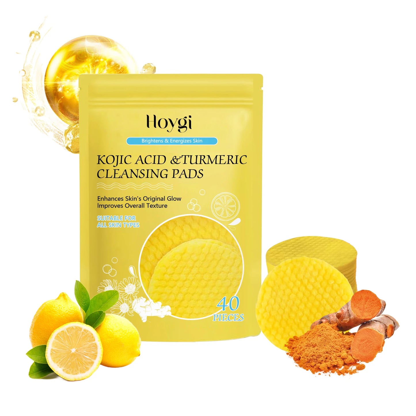 Turmeric Kojic Acid Cleansing Pads – Exfoliate & Brighten (40ct)
