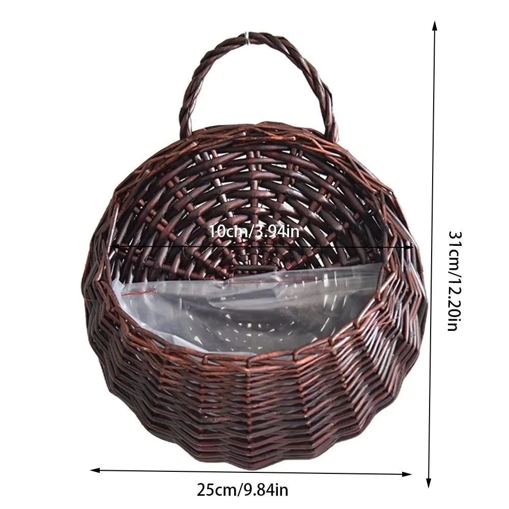 Handmade Wicker Hanging Flower Basket | Wall Planter S/M/L