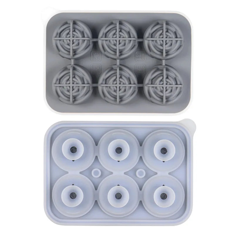 Food-grade silicone 6-piece rose ice cube tray with leak-proof funnel and buckle for DIY ice molds and ice cube molds Peaceful Pleasures Health and Wellness Grey
