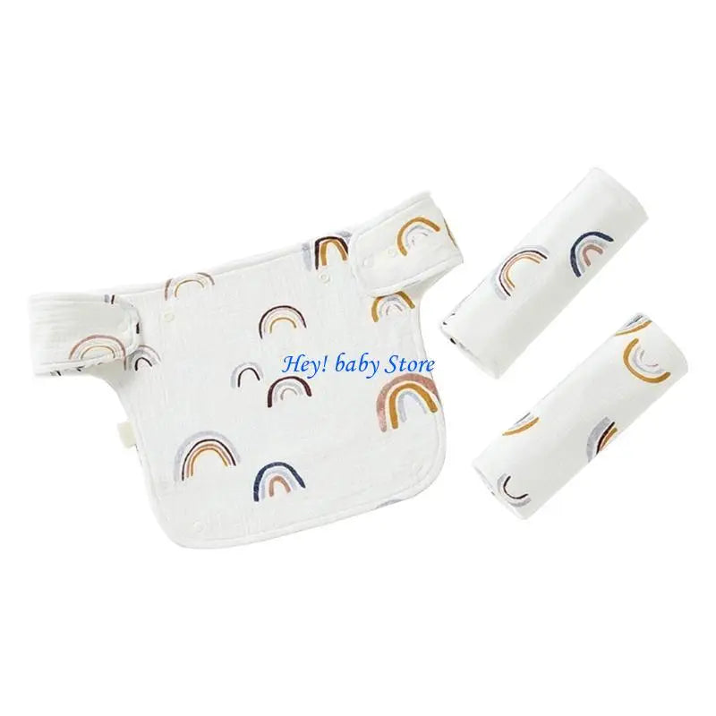 Soft Cotton Baby Drool Bib & Detachable Shoulder Strap Set