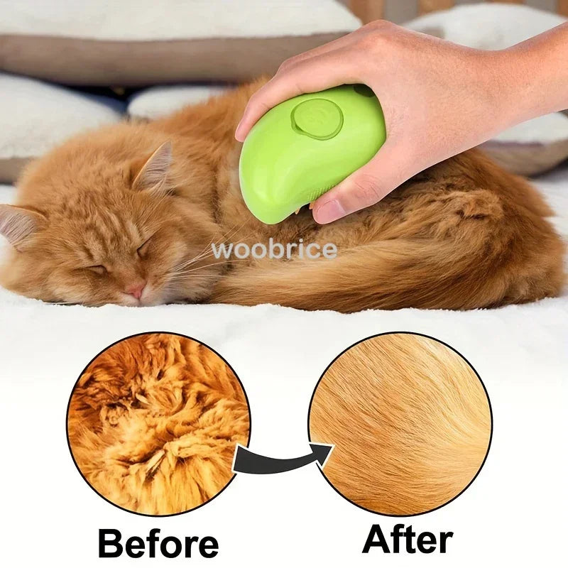 3-in-1 Electric Steam Pet Brush – Cat & Dog Grooming Comb