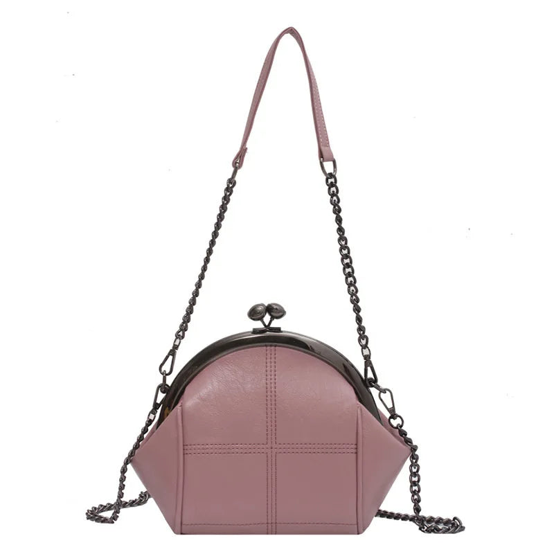 New Solid Color Shell Bag Large Capacity Portable Zero Wallet Fashion Chain Diagonal Straddle One Shoulder Phone Bag Peaceful Pleasures Health and Wellness Pink