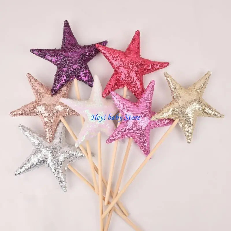 Baby Girl Glitter Crown Hairband & Fairy Star Wand Set | Photo Prop